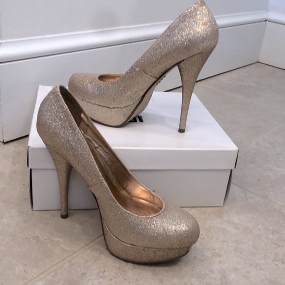 Gold sparkle platform heels - Picture 4 of 4